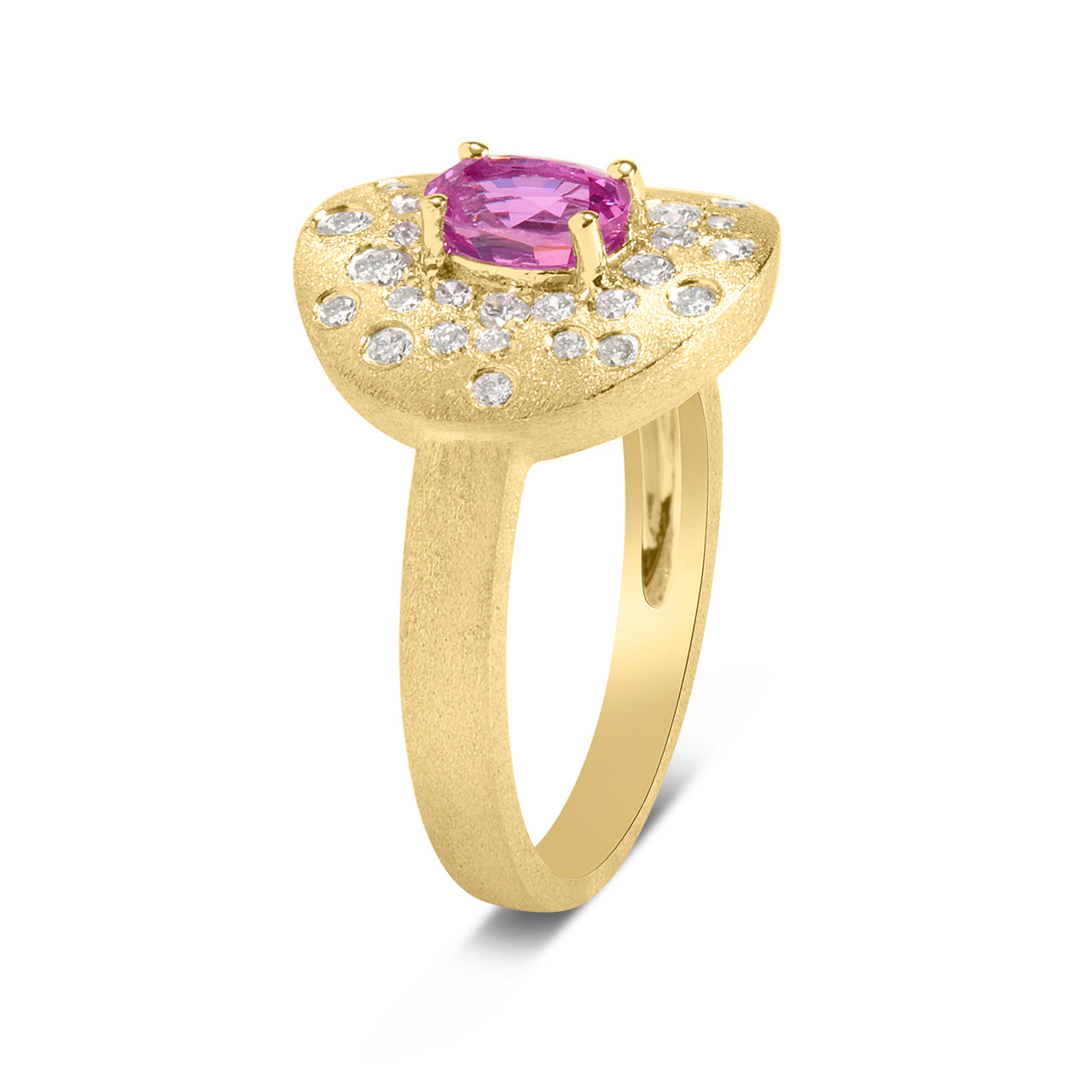 Pink Sapphire & Diamond Confetti Disc Ring