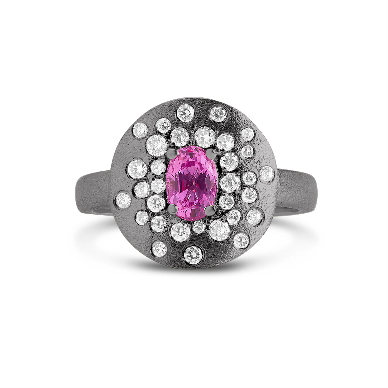 Pink Sapphire & Diamond Confetti Disc Ring
