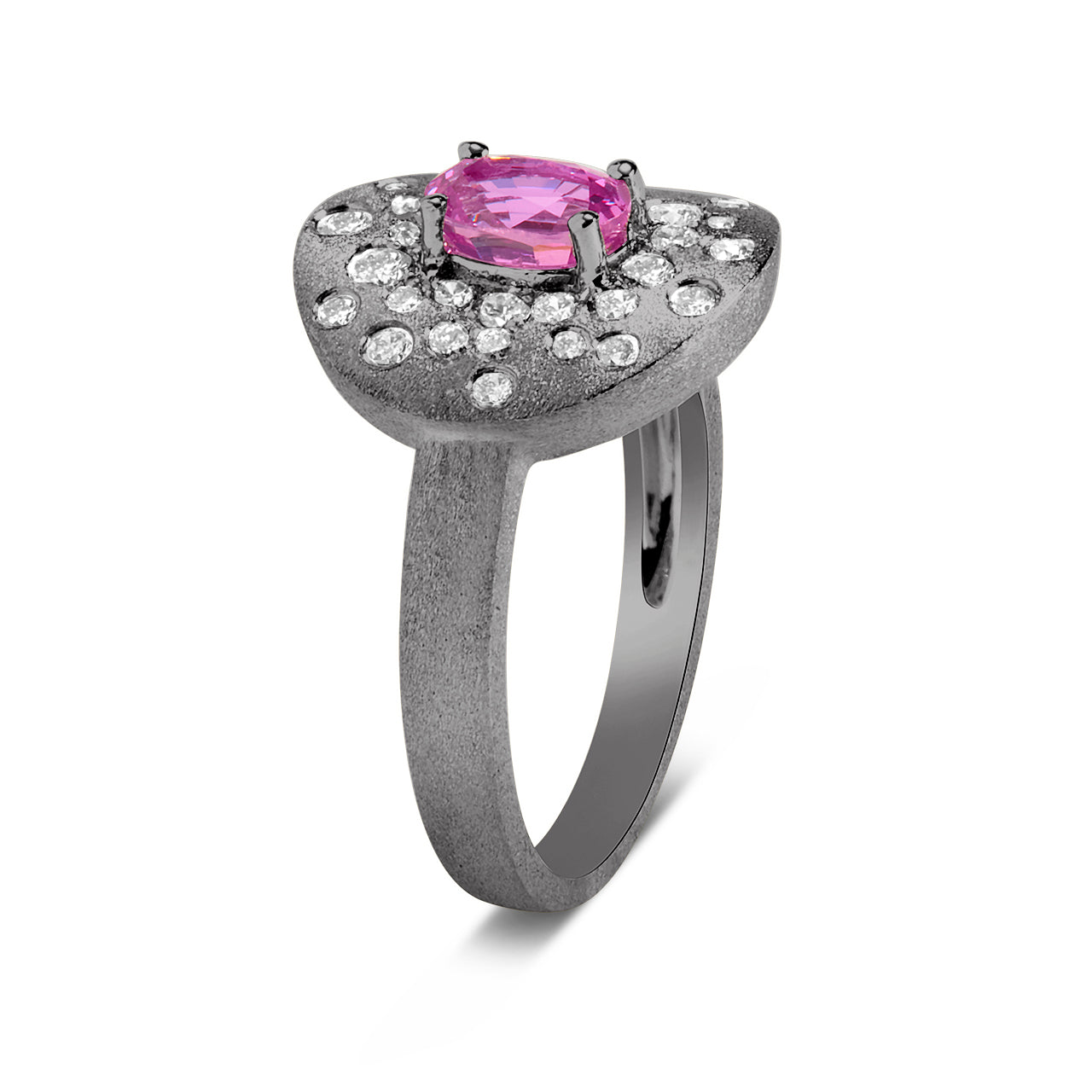 Pink Sapphire & Diamond Confetti Disc Ring