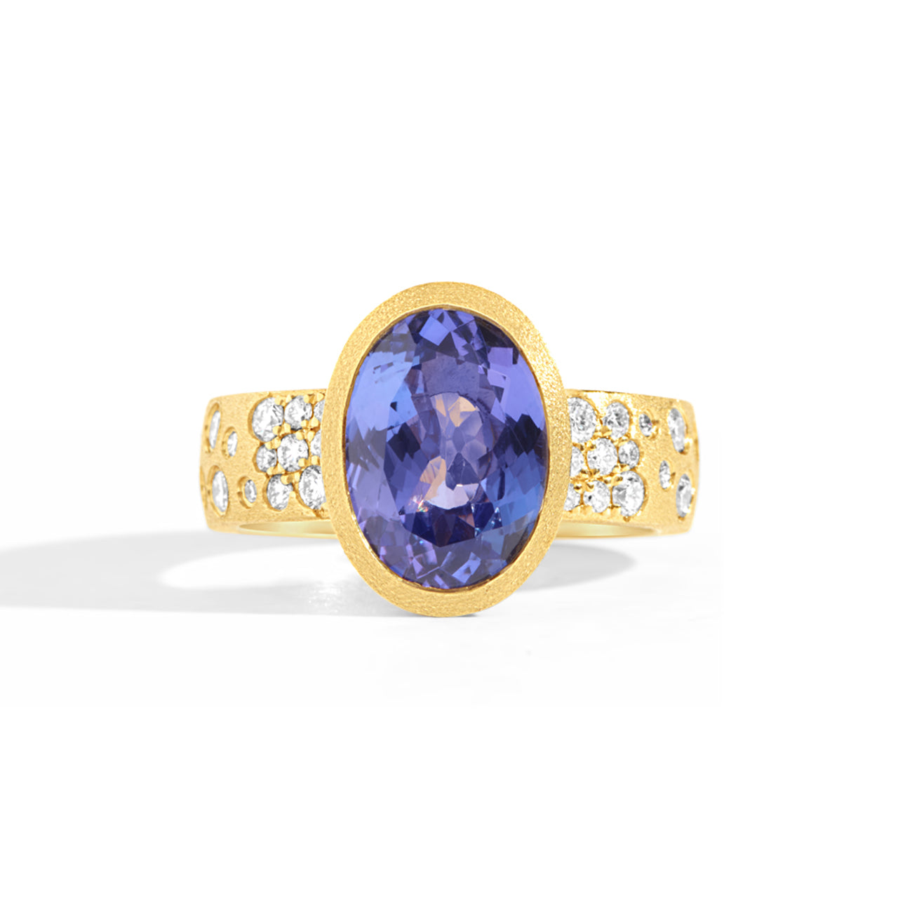 Oval Tanzanite & Diamond Confetti Ring