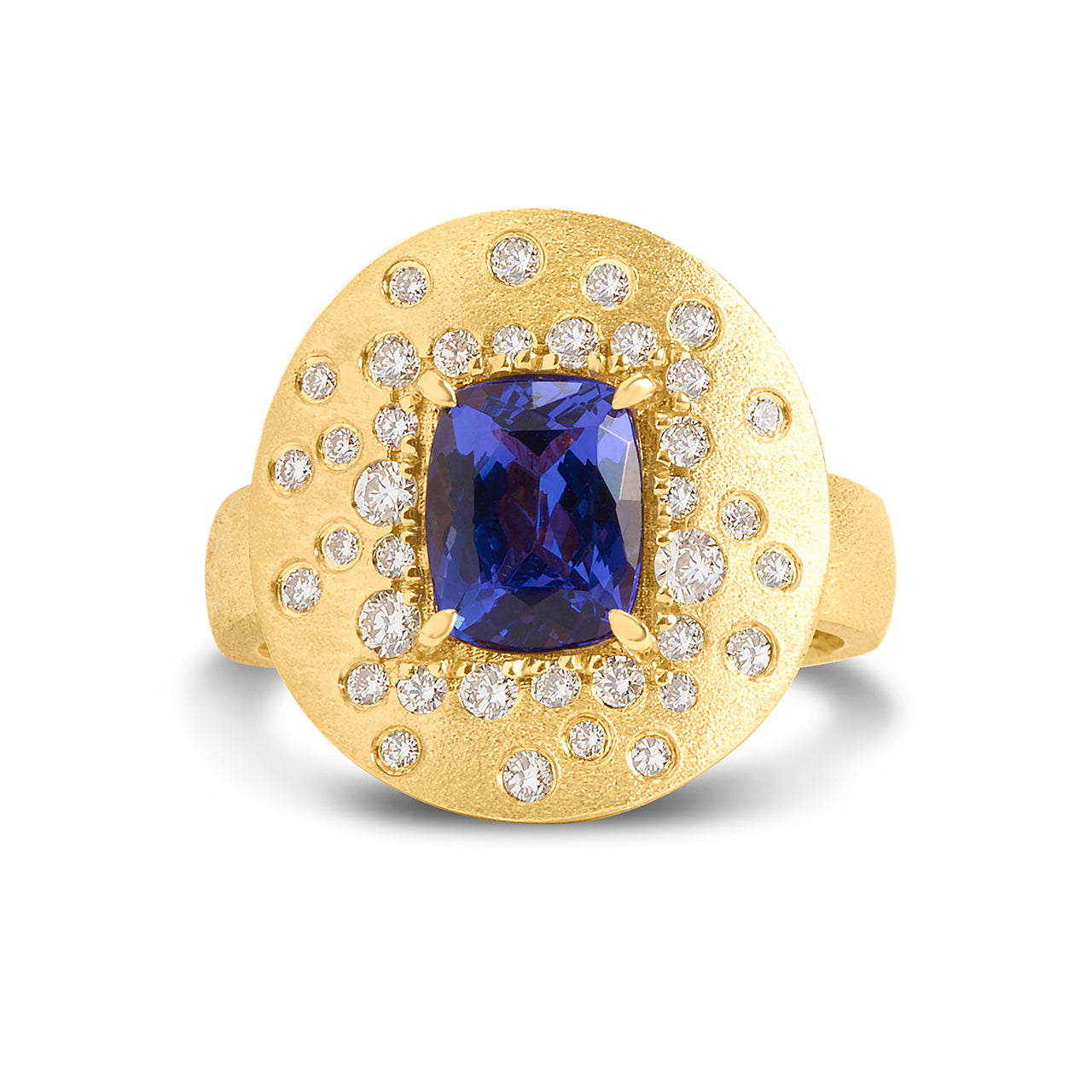 Tanzanite & Diamond Confetti Disc Ring