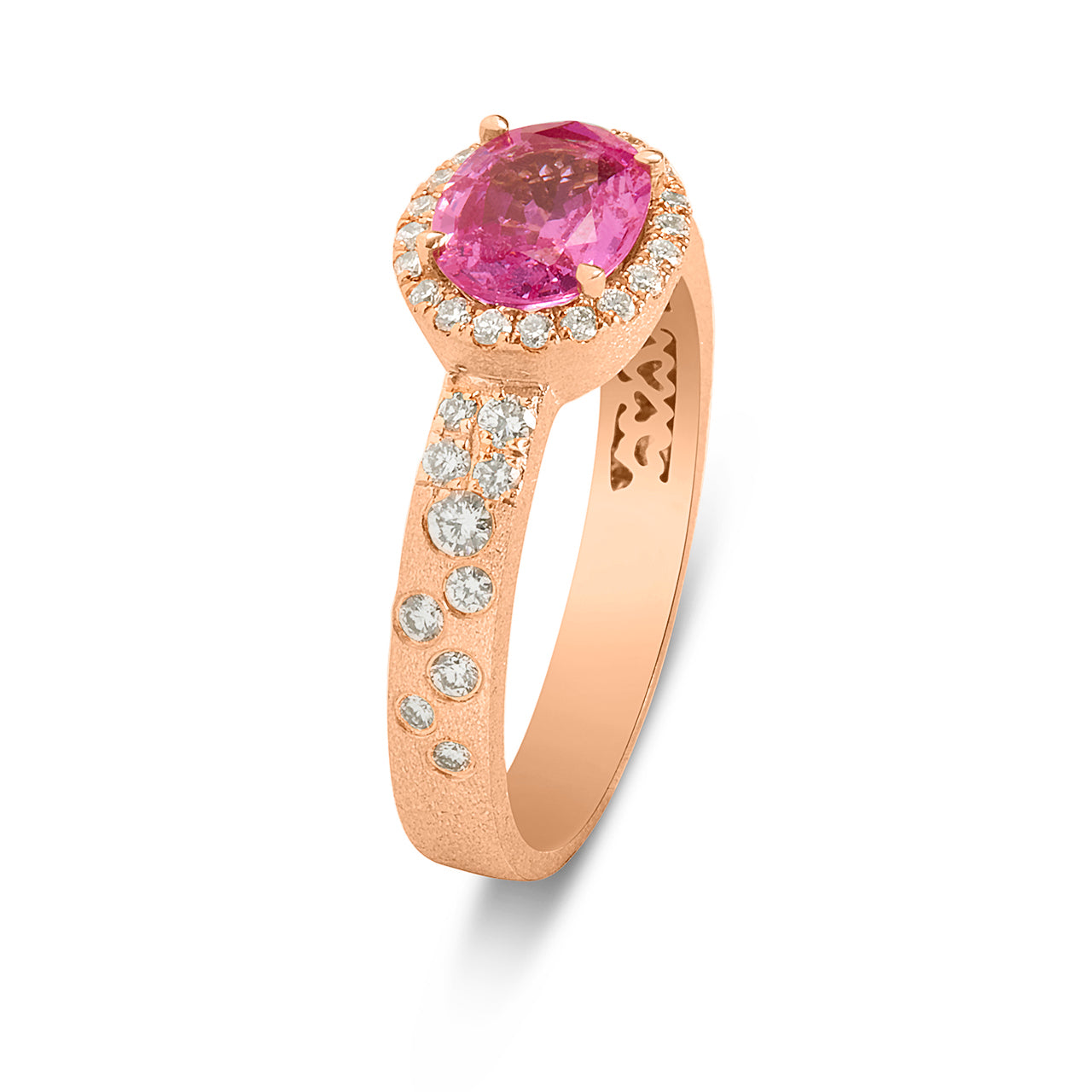 Pink Sapphire & Diamond Confetti East-West Ring
