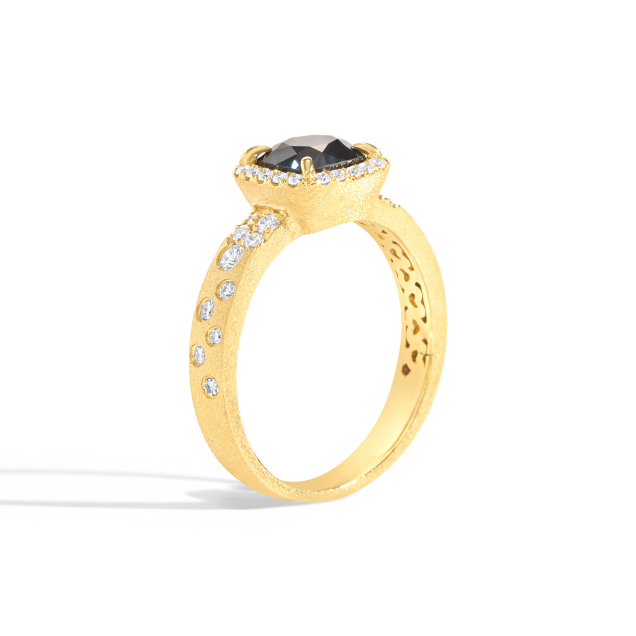 Cushion Green Sapphire & Diamond Confetti Ring