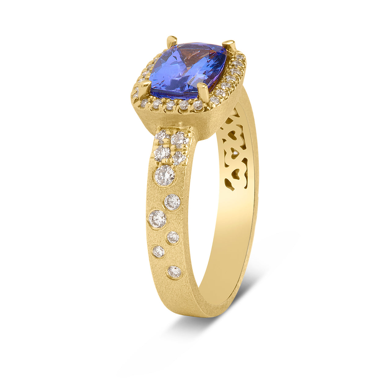 Tanzanite & Diamond Confetti East-West Ring
