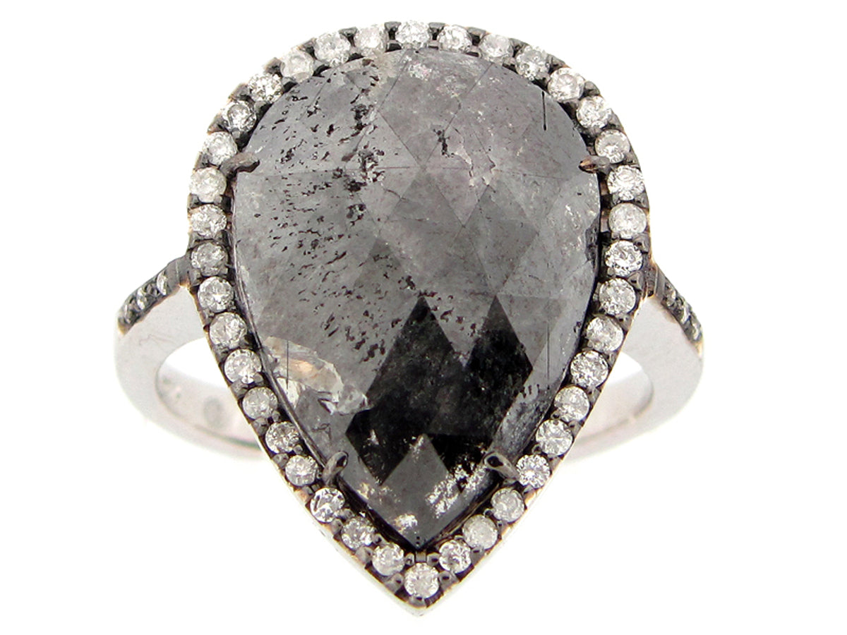 ROSE ROUGH CUT FANCY COLOR DIAMOND RING, 18KW (N), CENTER=5.30