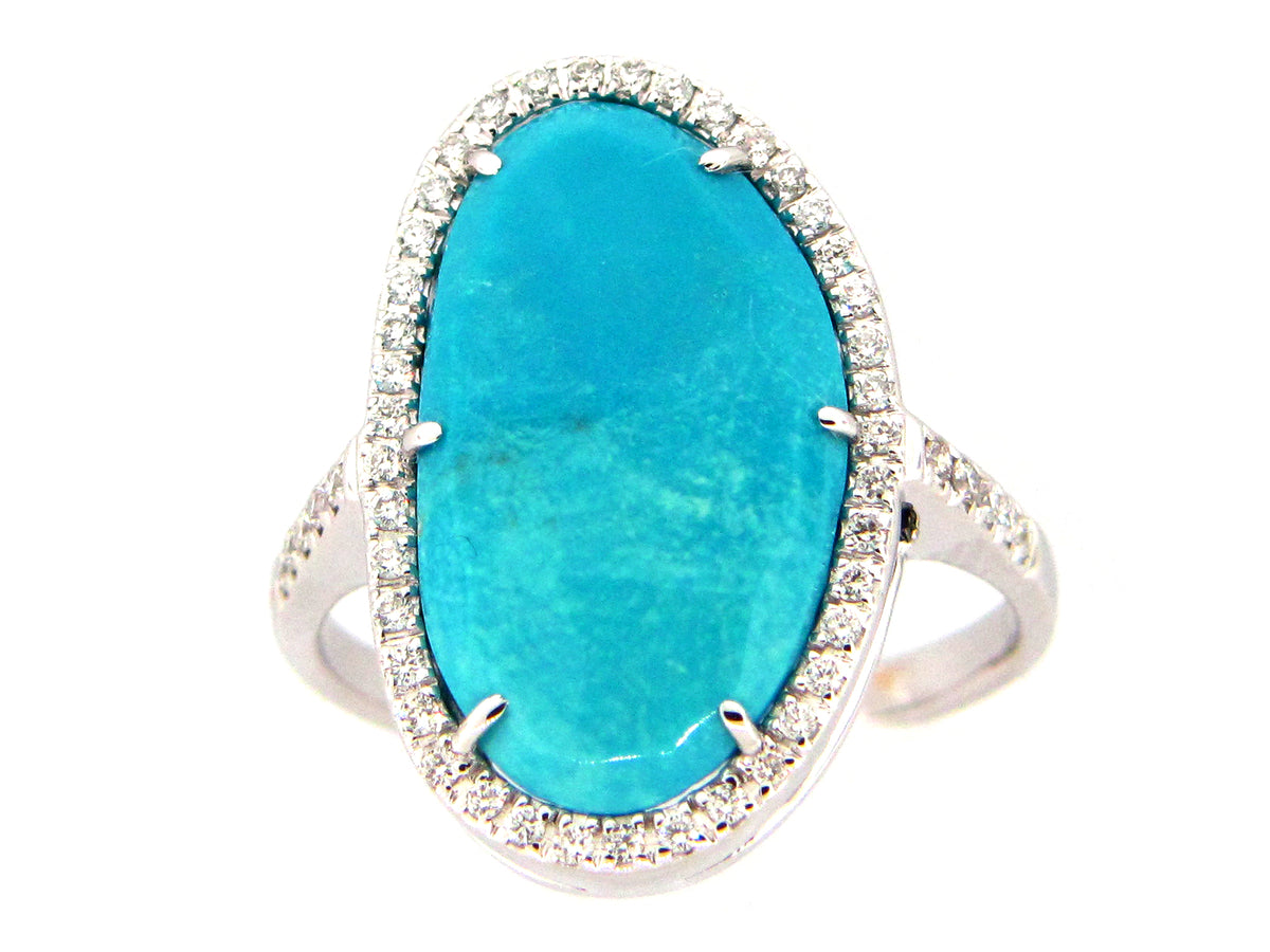 TURQUOISE & DIAMOND RING, 18KW (N)