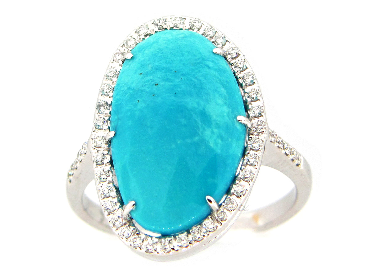 TURQUOISE & DIAMOND RING, 18KW (N)