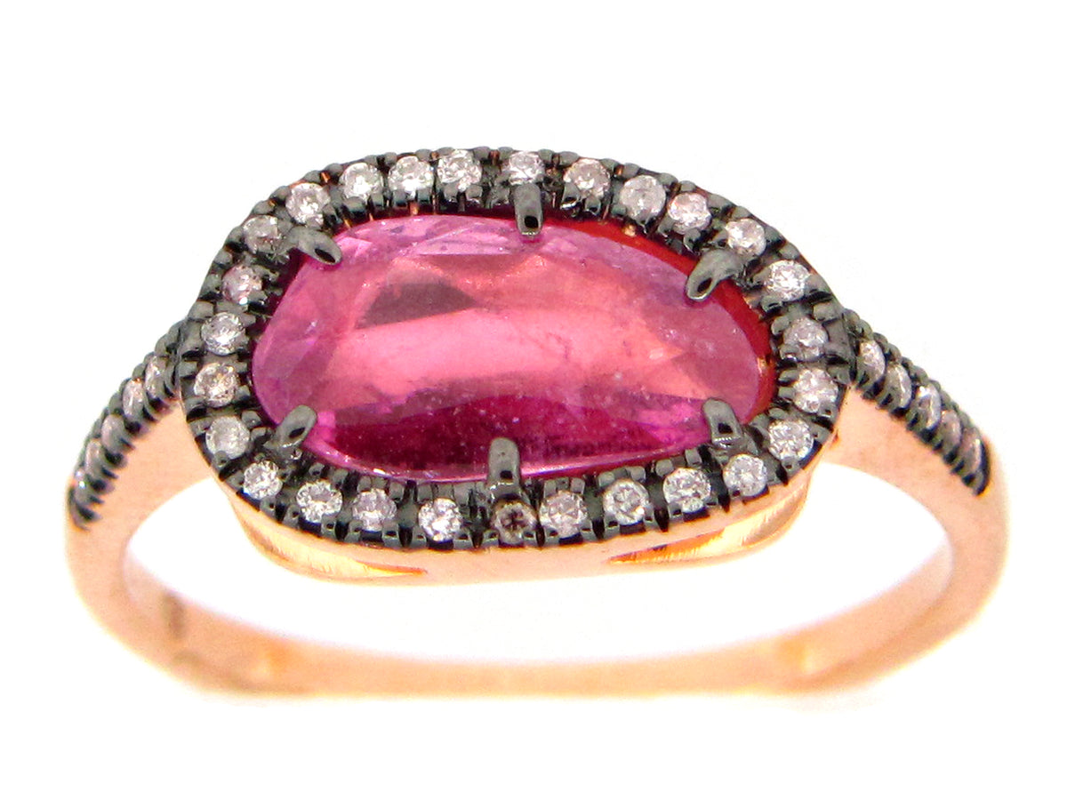 PINK SAPPHIRE & DIAMOND RING, 18KR (H)