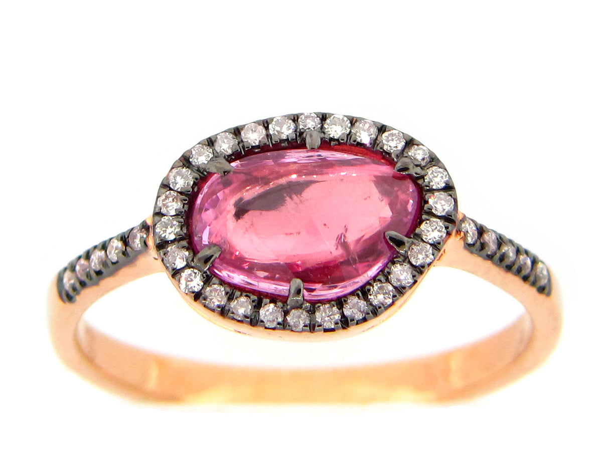 PINK SAPPHIRE & DIAMOND RING, 18KR  (H)