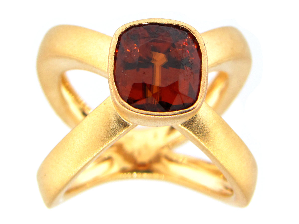 RED ZIRCON RING, 18KY (H)