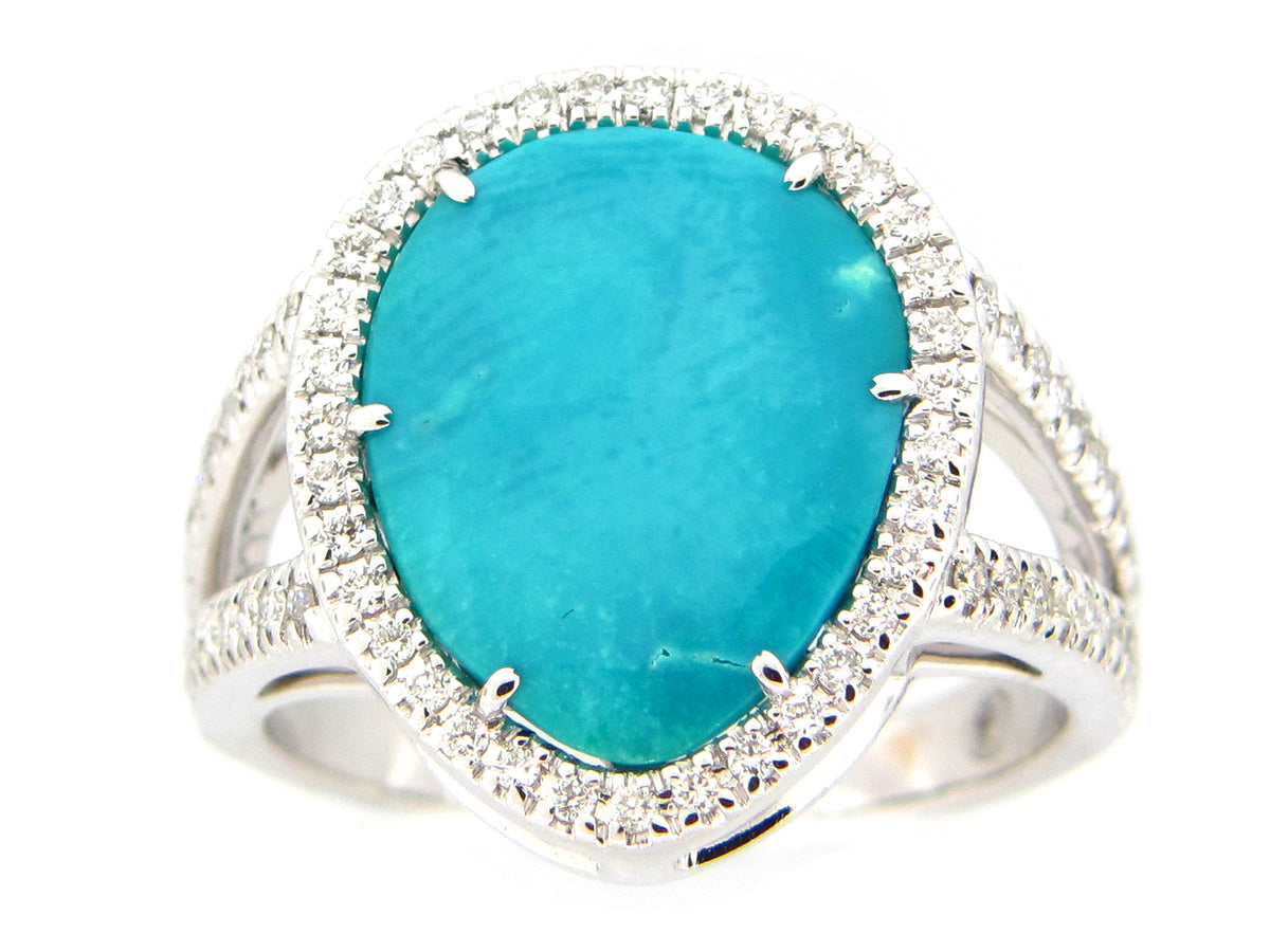 TURQUOISE & DIAMOND RING, 18KW (N)
