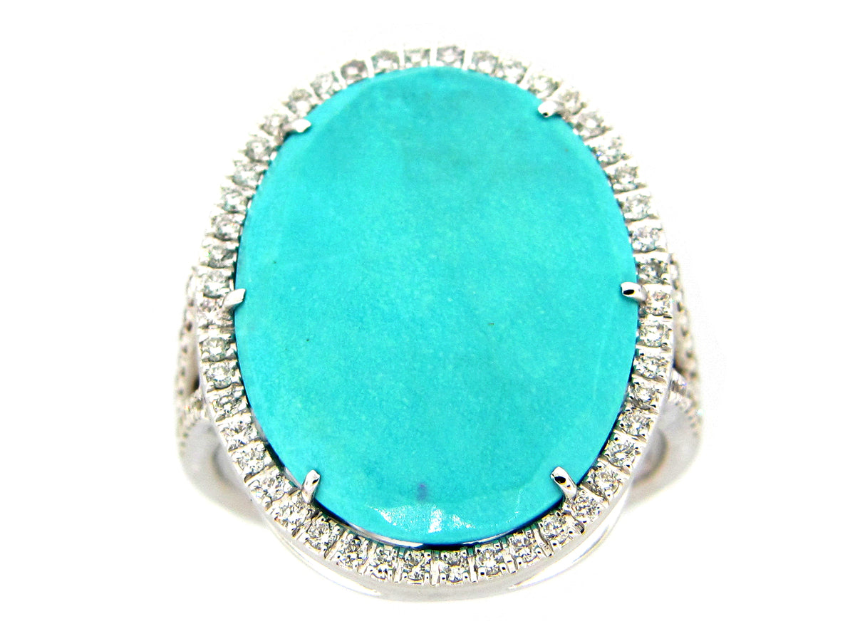 TURQUOISE & DIAMOND RING, 18KW (N)