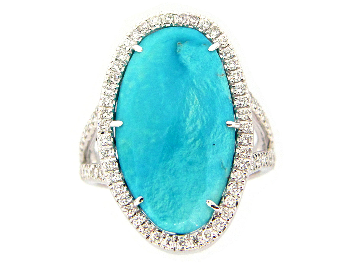TURQUOISE & DIAMOND RING, 18KW (N)