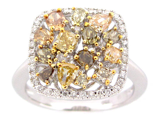 FANCY COLOR DIAMOND RING, 18KW (N)