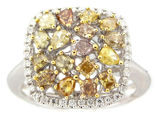 FANCY COLOR DIAMOND RING, 18KW (N)