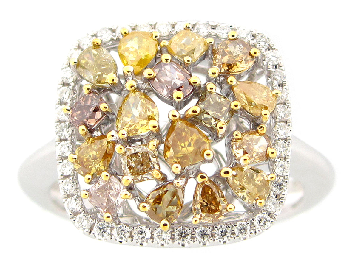 FANCY COLOR DIAMOND RING, 18KW (N)
