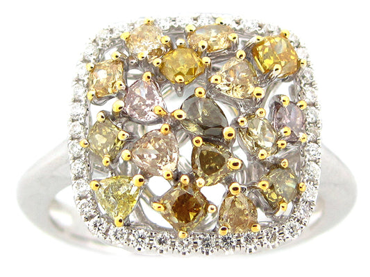 FANCY COLOR DIAMOND RING, 18KW (N)