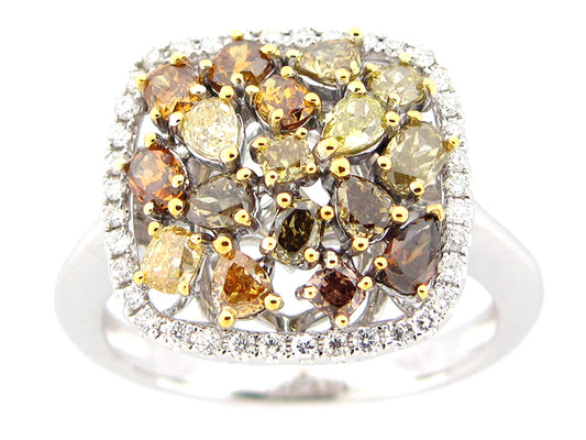 FANCY COLOR DIAMOND RING, 18KW (N)