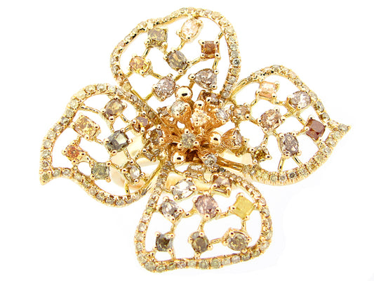 FANCY COLOR DIAMOND RING, 18KY (N)
