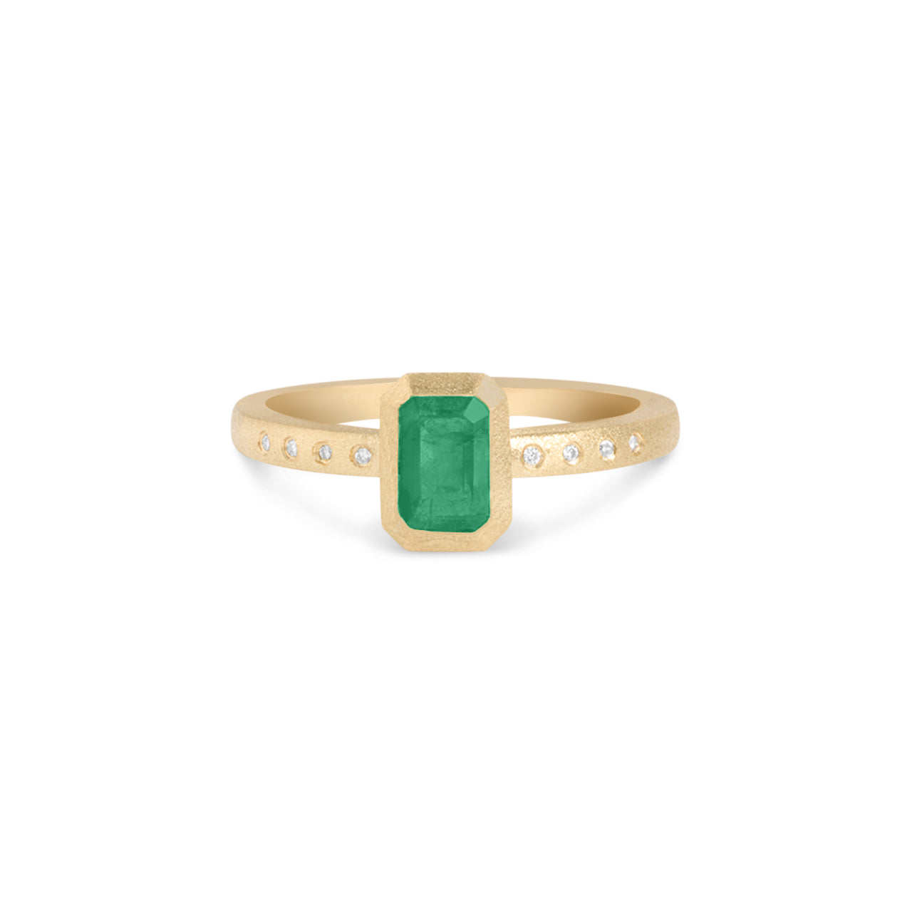 Emerald & Diamond Bezel Ring