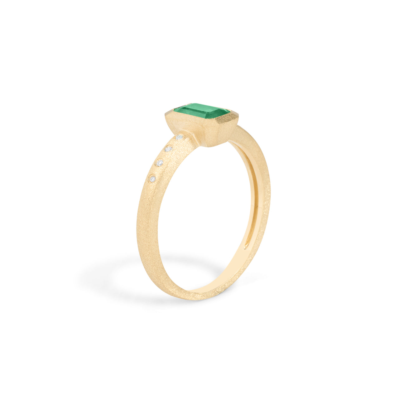 Emerald & Diamond Bezel Ring