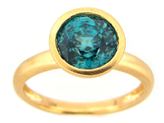 BLUE ZIRCON RING, 18KY (H)