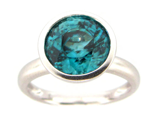 BLUE ZIRCON RING, 18KW (H)
