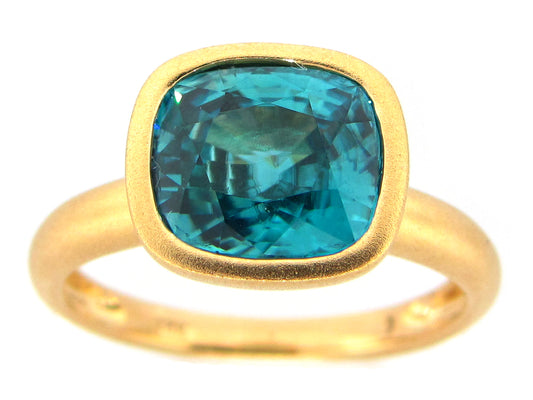 BLUE ZIRCON RING, 18KY (H)