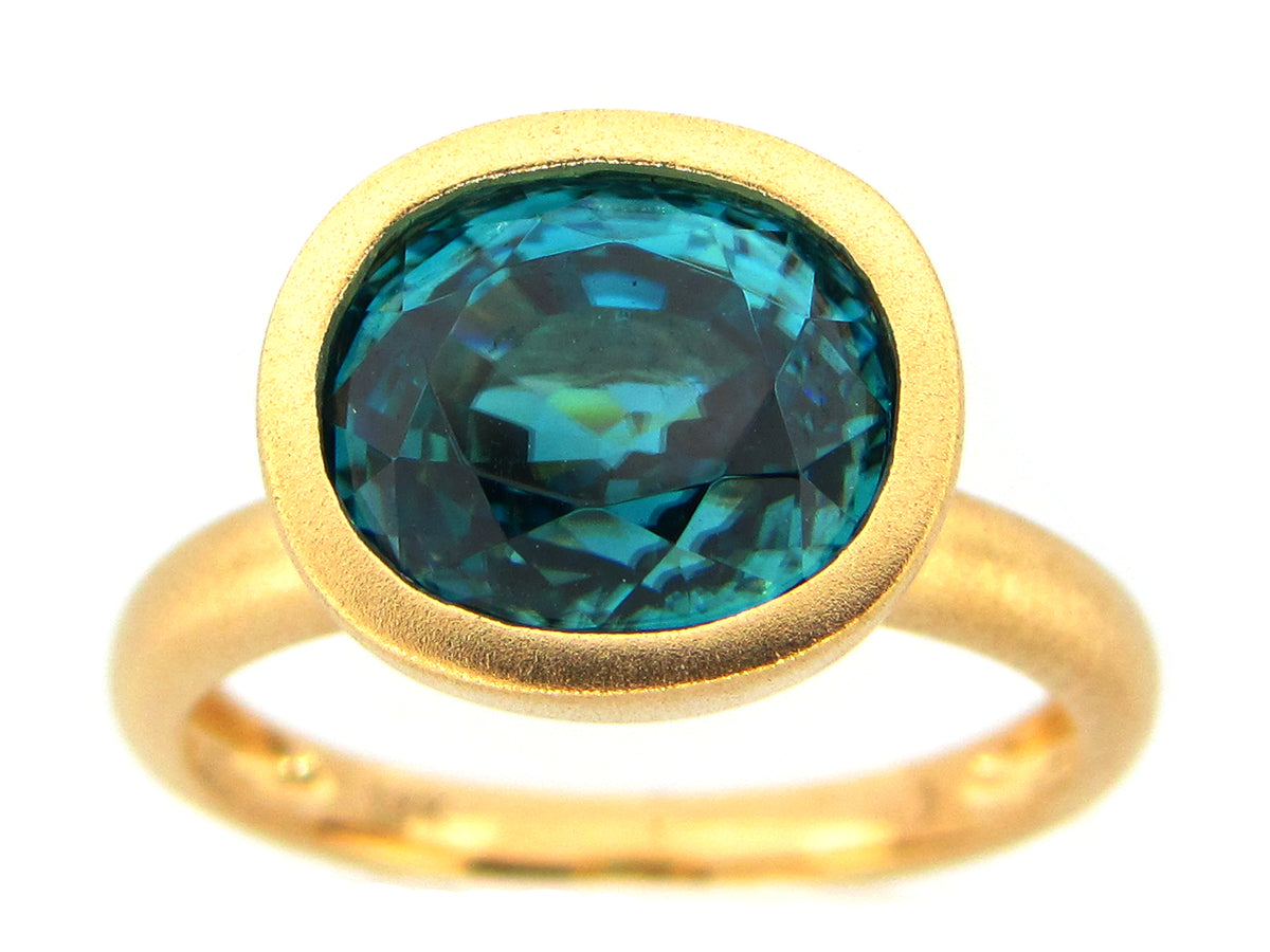 BLUE ZIRCON RING, 18KY (H)