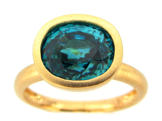 BLUE ZIRCON RING, 18KY (H)