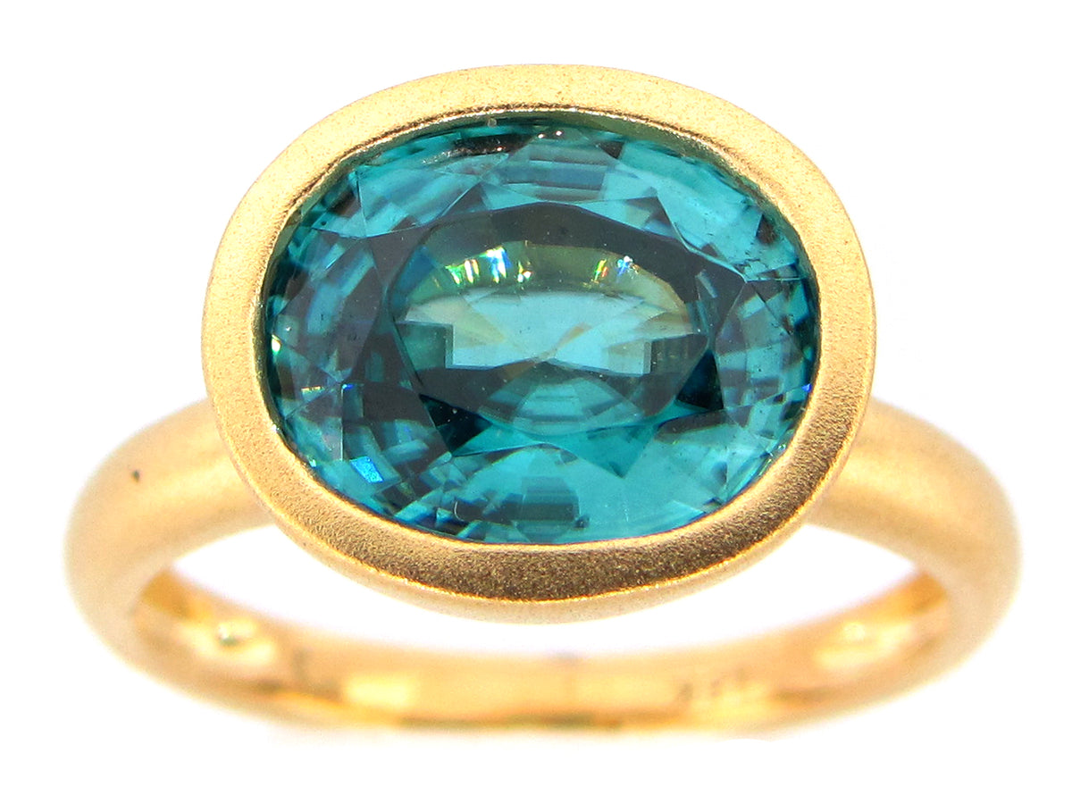 BLUE ZIRCON RING, 18KY (H)