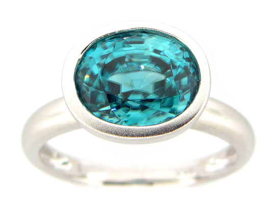 BLUE ZIRCON RING, 18KW (H)