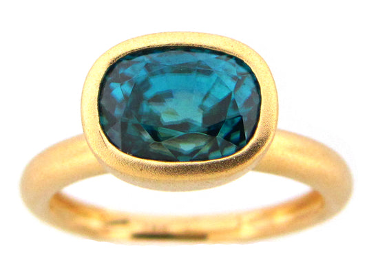 BLUE ZIRCON RING, 18KY (H)