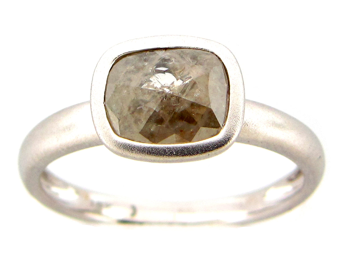 ROSE CUT DIAMOND RING, 18KW (N)