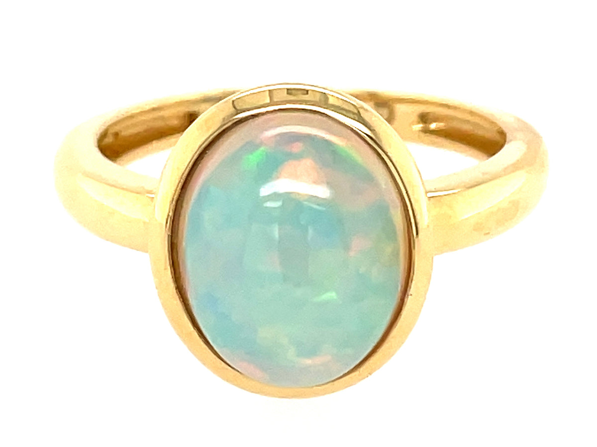 OPAL BEZEL RING, 18KY (O)
