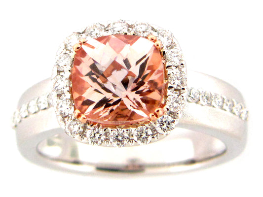 MORGANITE & DIAMOND RING, 14KWR (R)