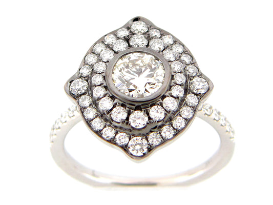 DIAMOND ART NOUVEAU RING, 18KW (N)