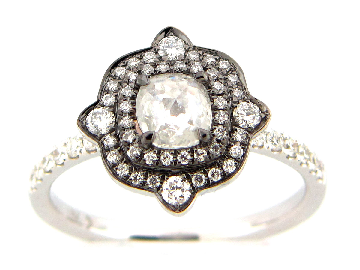 ROSE CUT DIAMOND RING, 18KW (N)