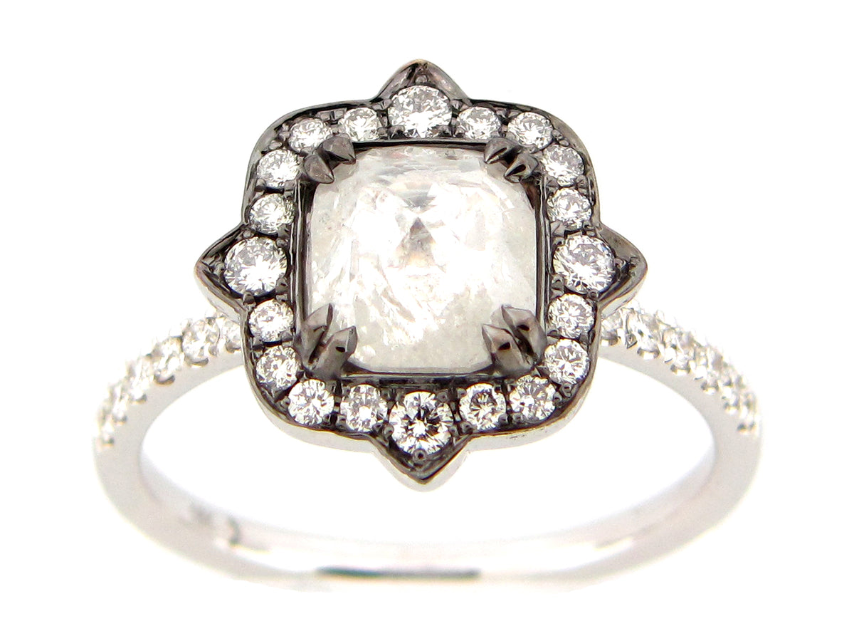 ROSE CUT DIAMOND RING, 18KW (N)