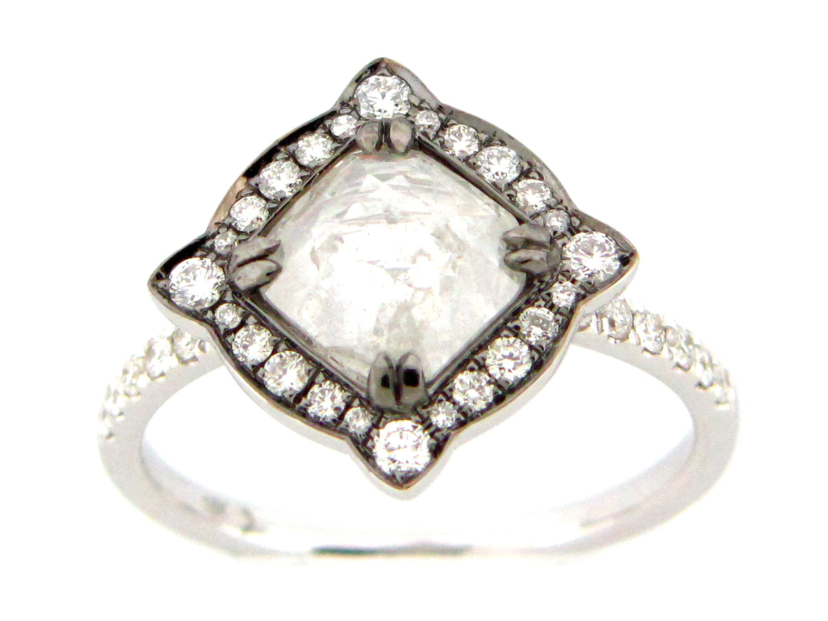 ROSE CUT DIAMOND RING, 18KW (N)