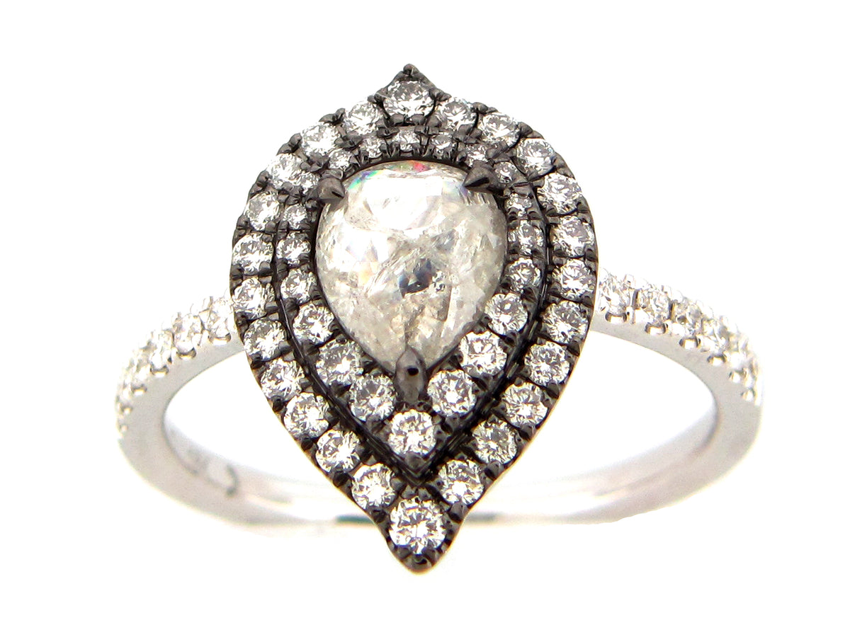 ROSE CUT DIAMOND RING, 18KW (N)