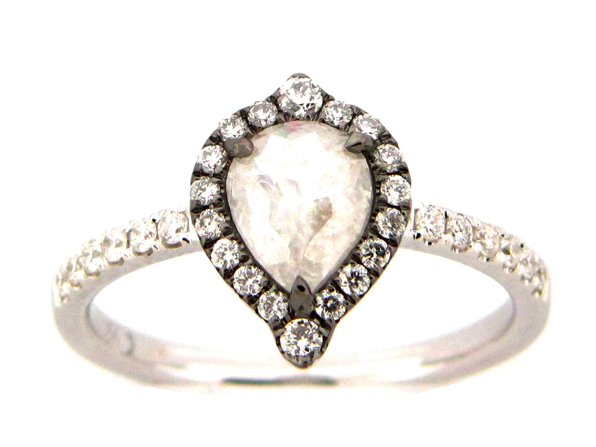 ROSE CUT DIAMOND RING, 18KW (N)