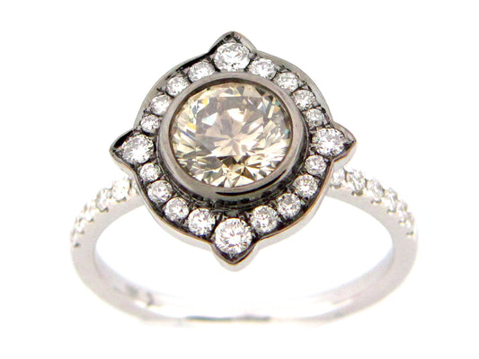 GRAY DIAMOND & DIAMOND RING, 18KW (N)