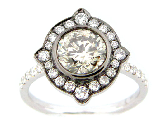 GRAY DIAMOND & DIAMOND RING, 18KW (N)