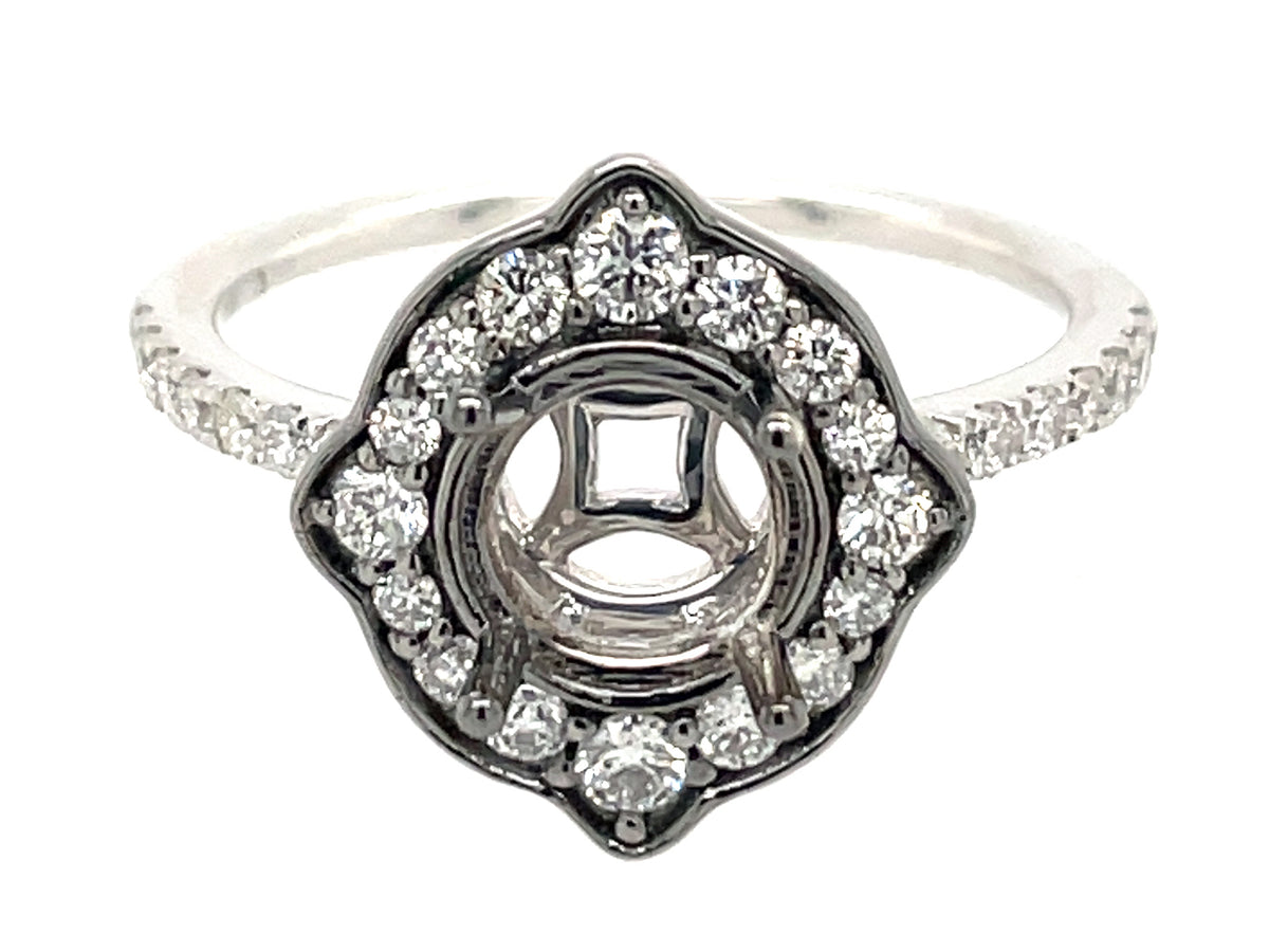 DIAMOND HALO SEMI MOUNT RING, BLACK FINISH HALO