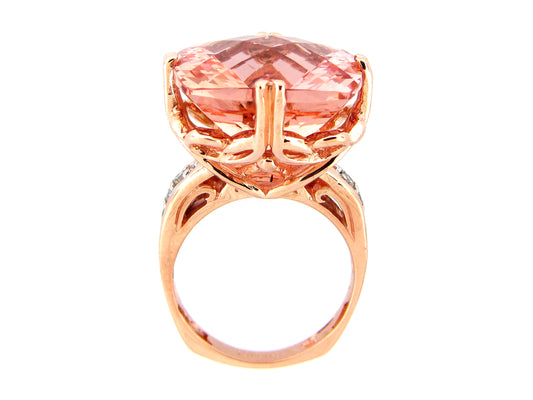 MORGANITE & DIAMOND RING, 14KR (R)