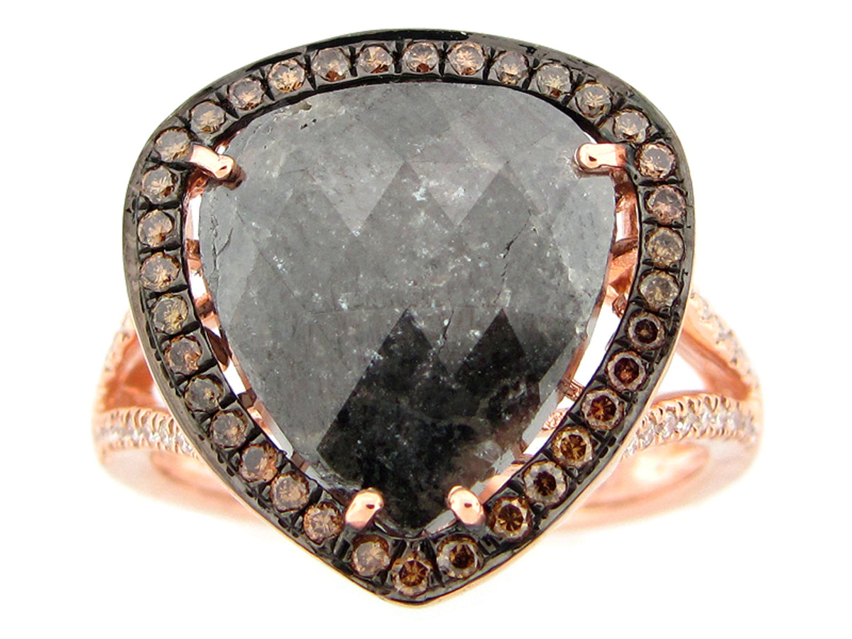 ROSE ROUGH CUT FANCY COLOR DIAMOND RING, 14KR (N)