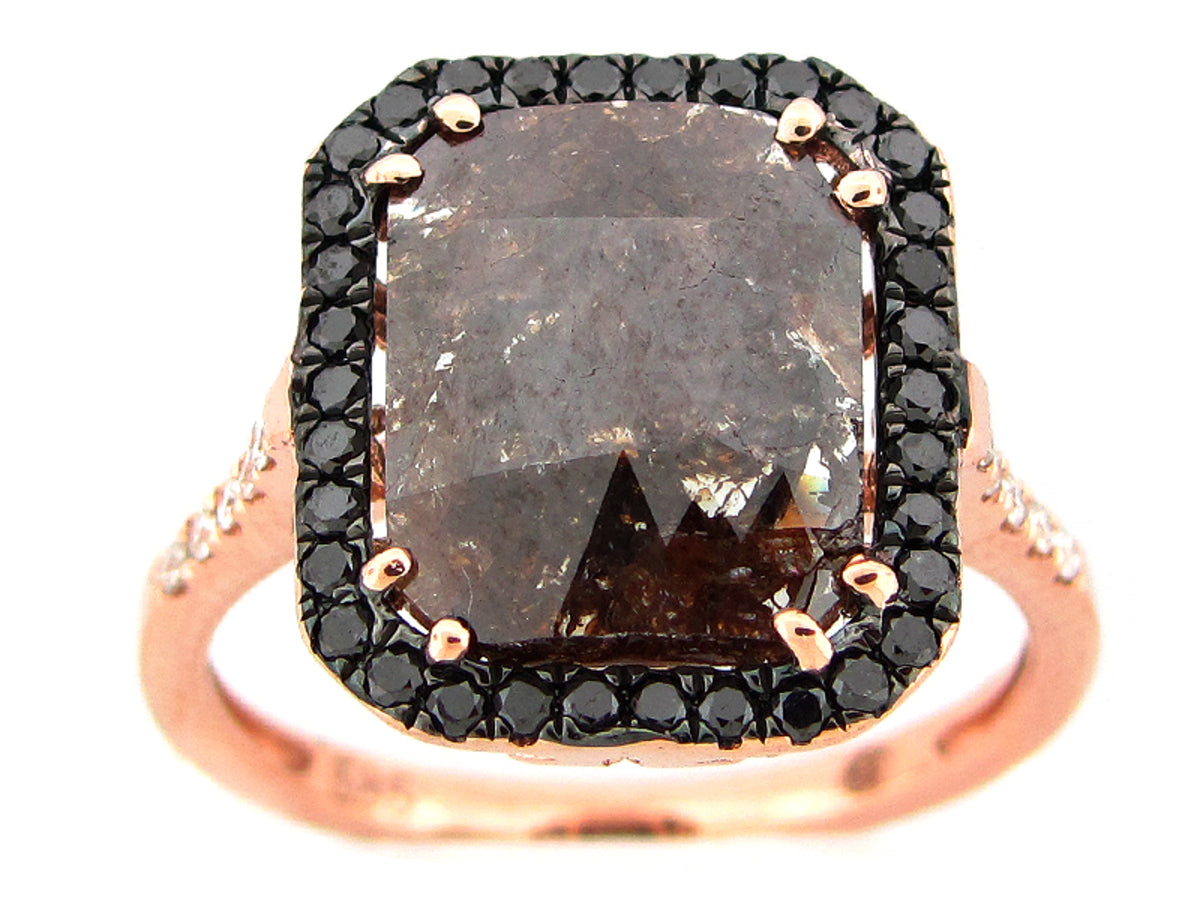 ROSE ROUGH CUT FANCY COLOR DIAMOND RING, 14KR (N)