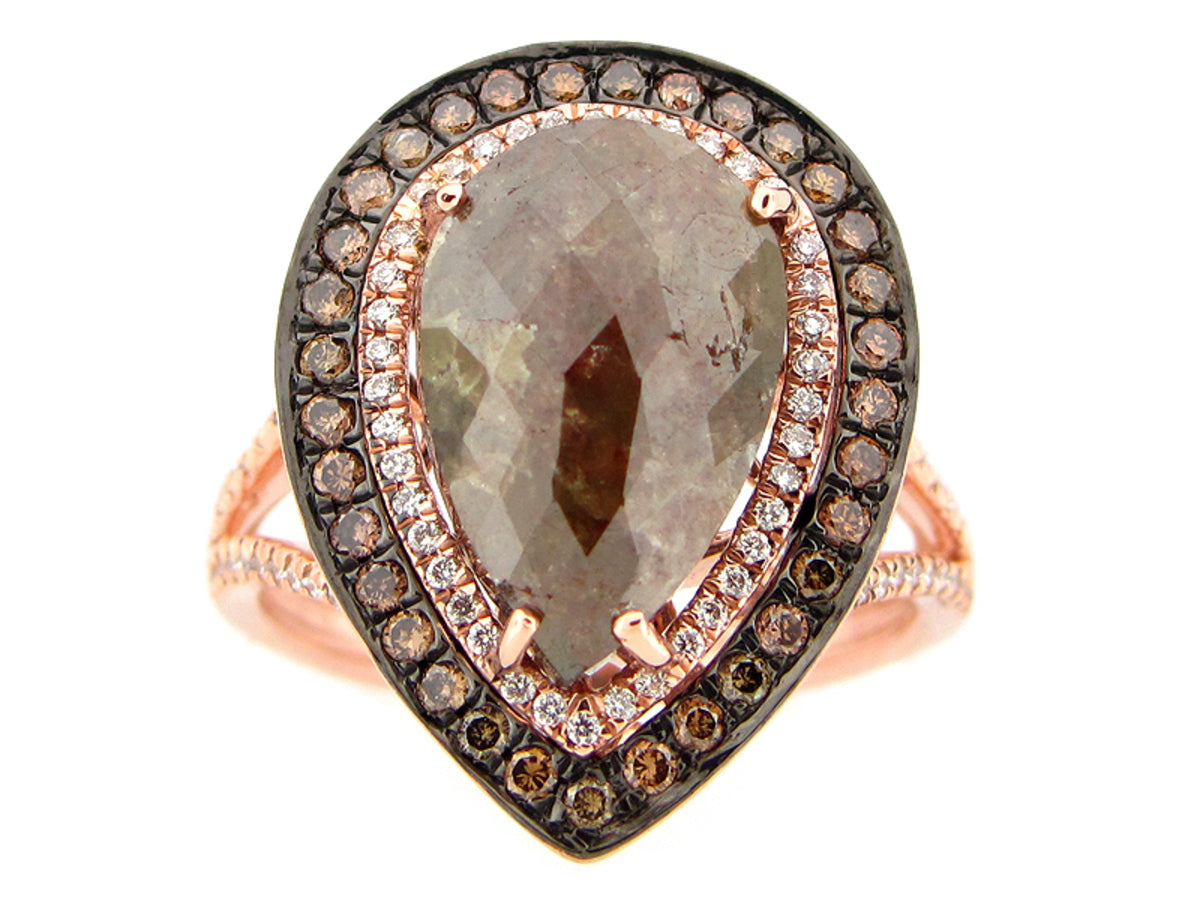 ROSE ROUGH CUT FANCY COLOR DIAMOND RING, 14KR (N)