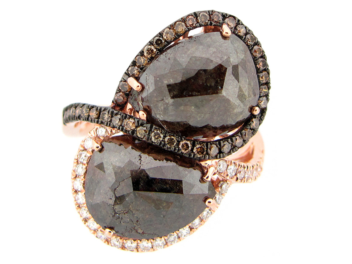 ROSE ROUGH CUT FANCY COLOR DIAMOND RING, 14KR (N)